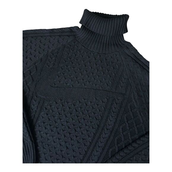 Nike Cable Knit Turtleneck Sweater Black Oversized Runs Big  Men’s Small - Picture 1 of 6